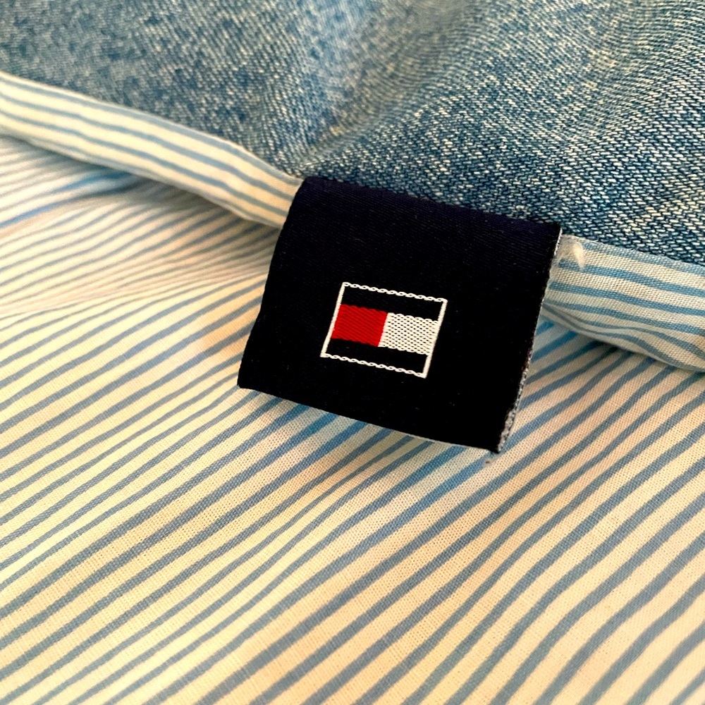 Queen Denim & Pinstripe Reversible Comforter by Tommy Hilfiger